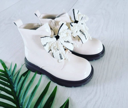 Buty z Kokardami Beżowe - KARMELOWY BUTIK zdjęcie 1