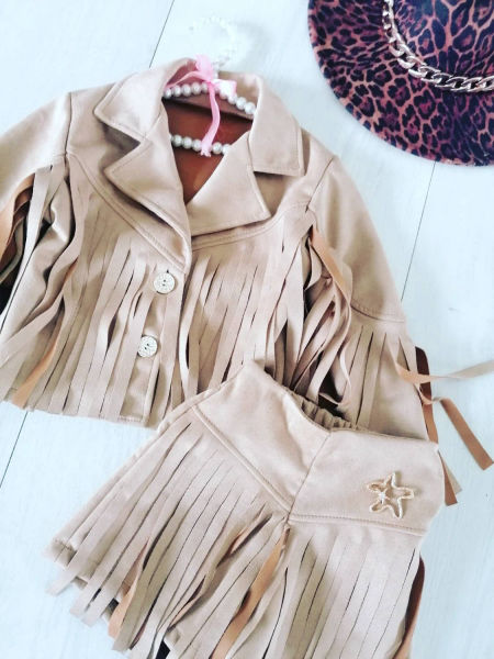 Ramoneska z Frędzlami Beżowa - KARMELOWY BUTIK zdjęcie 3