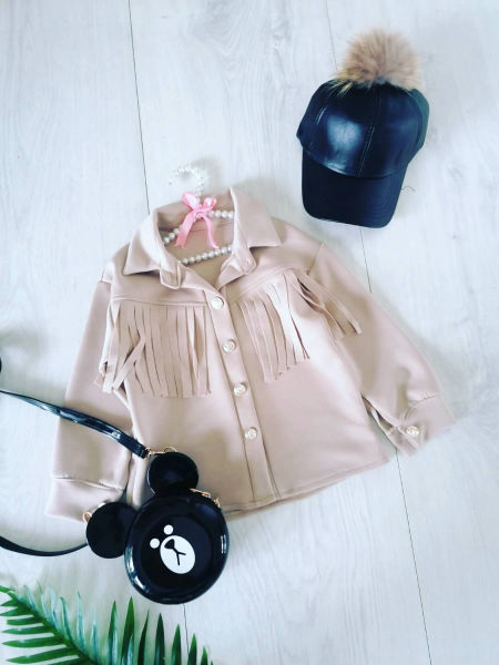 Kurtka z Frędzlami Beżowa - KARMELOWY BUTIK zdjęcie 3