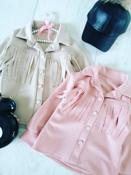 Kurtka z Frędzlami Beżowa - KARMELOWY BUTIK zdjęcie 4