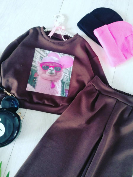 Dresik z Lamą Brązowy - KARMELOWY BUTIK zdjęcie 1