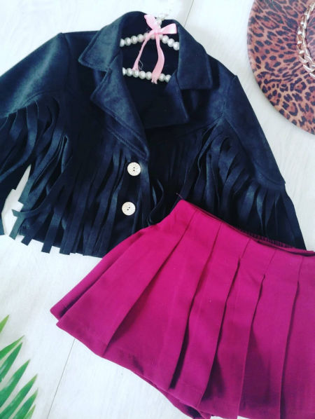 Ramoneska z Frędzlami Czarna - KARMELOWY BUTIK zdjęcie 3