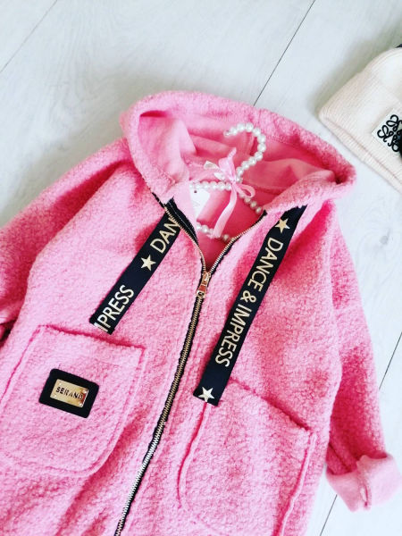 Płaszczyk Baranek Różowy - KARMELOWY BUTIK zdjęcie 4