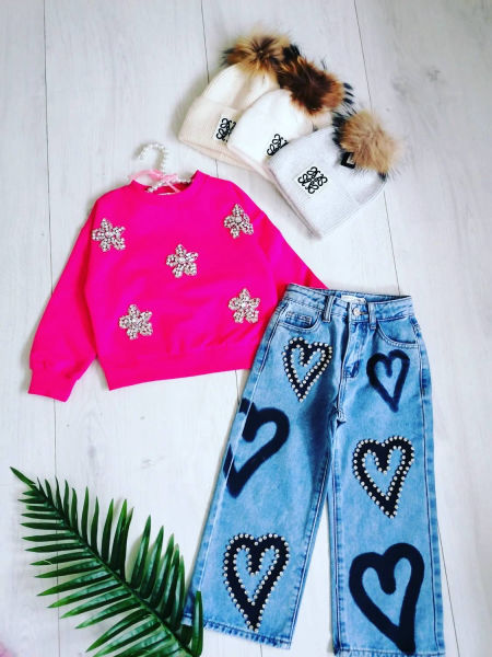 Bluza z Cyrkoniowymi Kwiatami Fuksja - KARMELOWY BUTIK zdjęcie 2