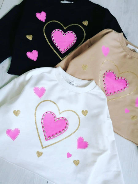 Bluza z Serduszkami Czarna - KARMELOWY BUTIK zdjęcie 4