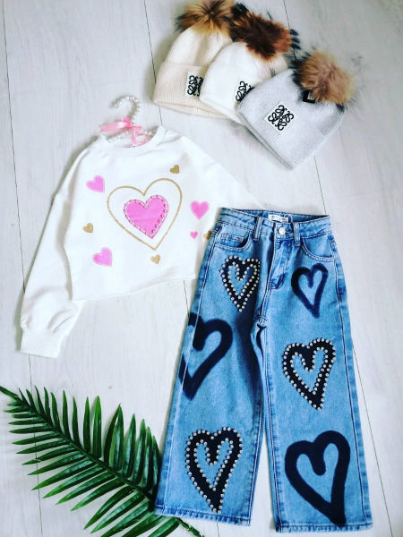 Bluza z Serduszkami Biała - KARMELOWY BUTIK zdjęcie 1