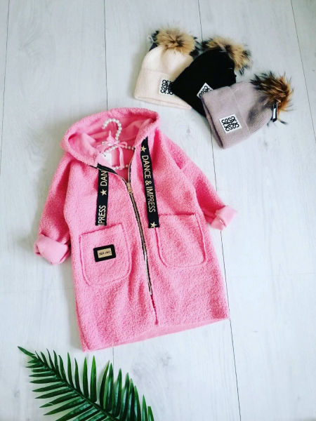 Płaszczyk Baranek Różowy - KARMELOWY BUTIK zdjęcie 3
