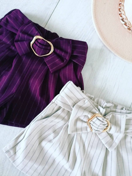 Eleganckie Szorty z Klamerką Bordowe - KARMELOWY BUTIK zdjęcie 1