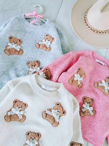 Sweterek Miś Kremowy  - KARMELOWY BUTIK zdjęcie 3