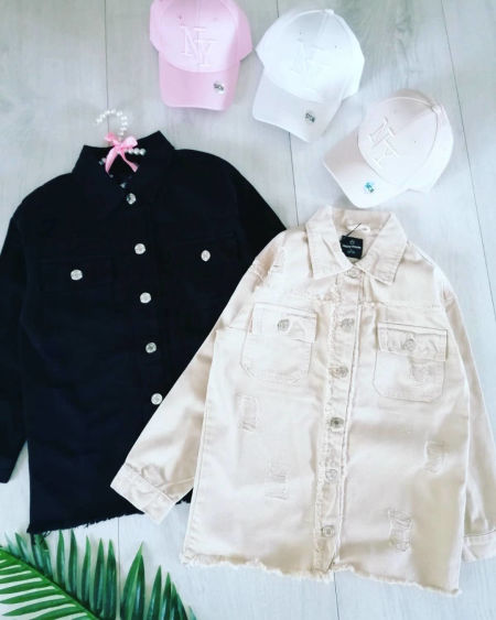 Dłuższa Kurtka Jeans Czarna - KARMELOWY BUTIK zdjęcie 2