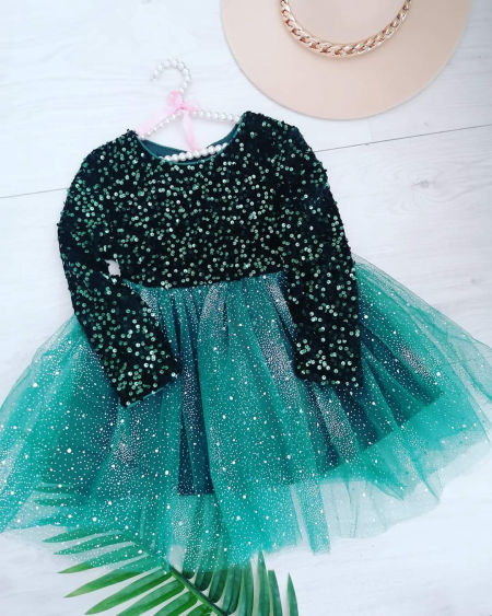 Sukienka Sparkle Butelkowa Zieleń - KARMELOWY BUTIK zdjęcie 1